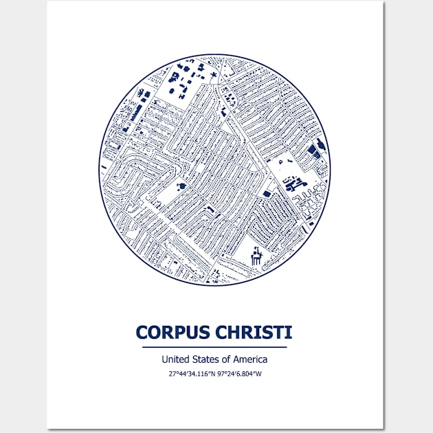 Corpus Christi city map coordinates Wall Art by SerenityByAlex